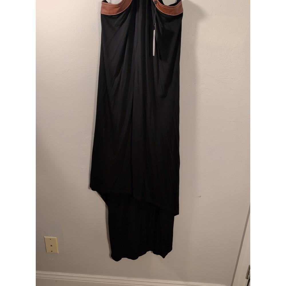 NEW BCBG MAXAZRIA KATRYN FUAX LEATHER INSERT ASYMETRIC DRESS SZ L - Picture 2 of 10